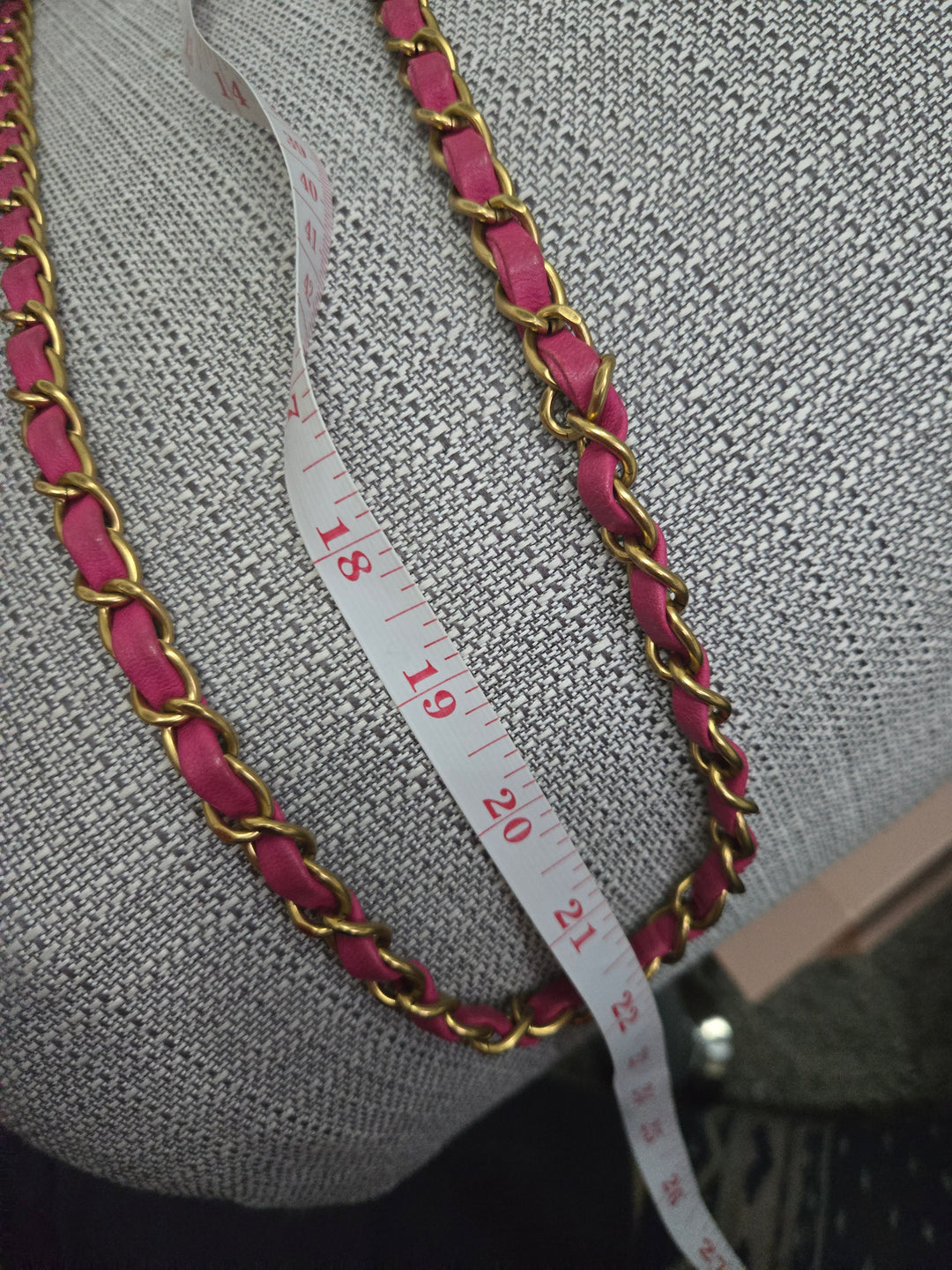 Chanel series 21 Barbie Pink Lambskin Chevron Mini Rectangular Flap Bag with Yellow GHW