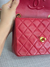 Load image into Gallery viewer, Chanel series 1 Red Lambskin 24K GHW Vintage Classic Mini Flap Bag
