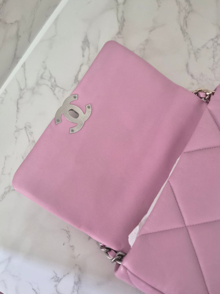 CHANEL 19 size Small in Pink Lambskin SHW 22B 2022 Flap Bag with Top Handle