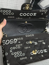 Load image into Gallery viewer, Chanel series 7 2002/2003 Black Canvas Quilted “COCO” Medium Classic Flap Light Gold Hardware
