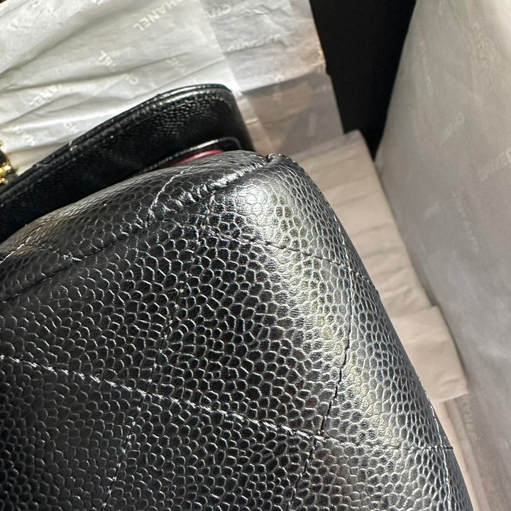 CHANEL series 159 2011/2012 Black Caviar GHW Jumbo Classic Timeless Double Flap Bag