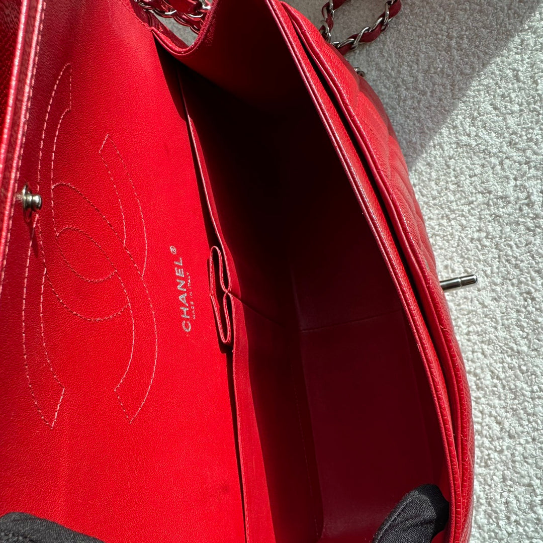 CHANEL series 19 14C Red Caviar SHW Jumbo Timeless Classic Double Flap Bag 2014