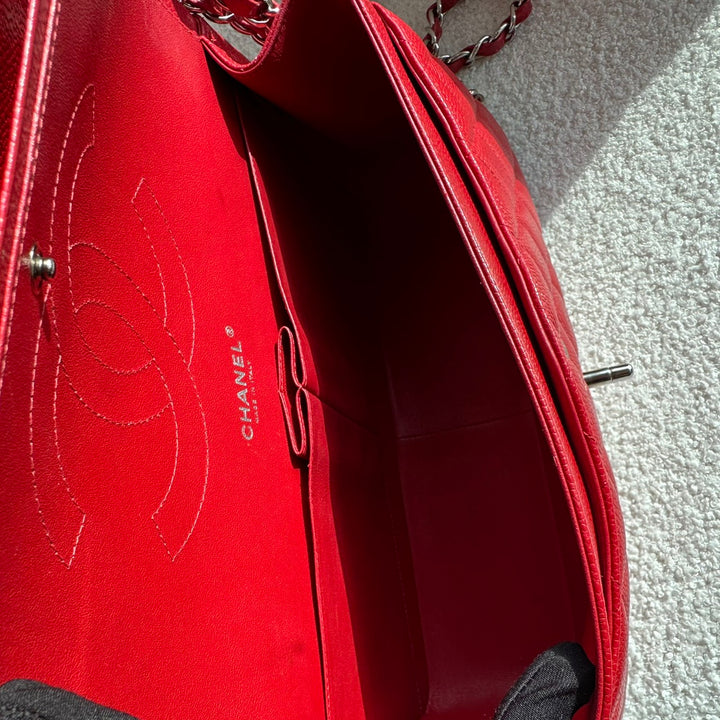 CHANEL series 19 14C Red Caviar SHW Jumbo Timeless Classic Double Flap Bag 2014