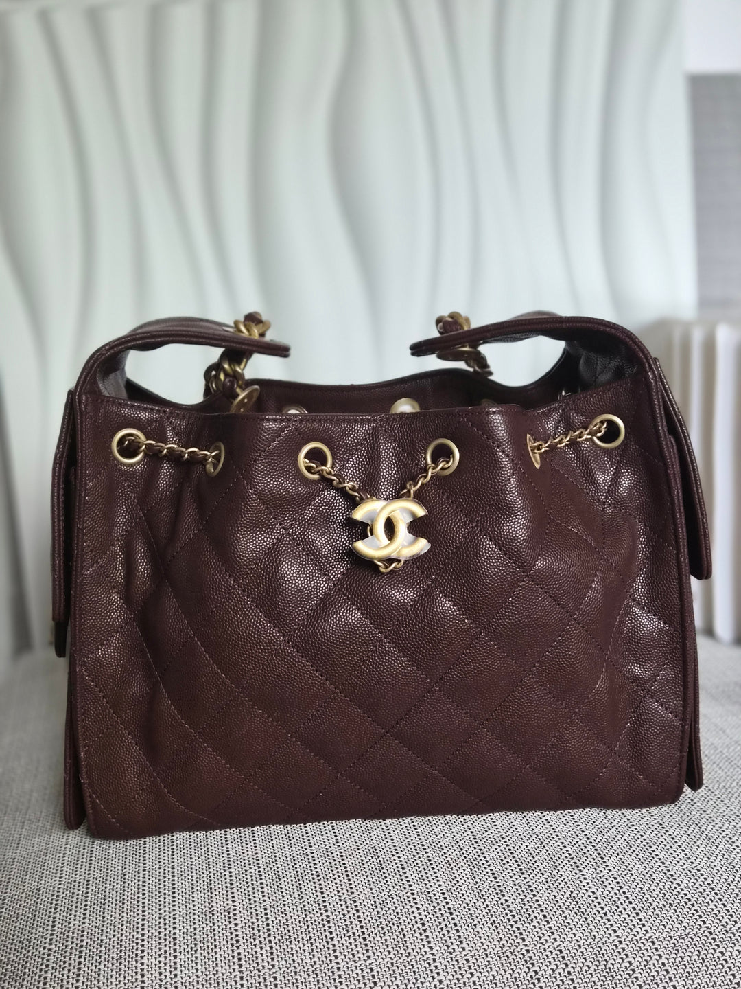 CHANEL 25K Collection Brown Caviar Aged GHW 25 Hobo Bag size SMALL