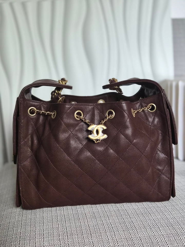 CHANEL 25K Collection Brown Caviar Aged GHW 25 Hobo Bag size SMALL