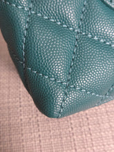 Load image into Gallery viewer, CHANEL series 27 2018 Teal caviar aged GHW SMALL coco handle flap bag with detachable strap
