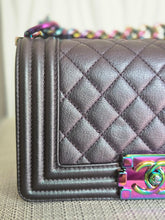 Load image into Gallery viewer, CHANEL series 21 16C Collection Iridescent Purple Calf skin Mermaid rainbow hardware SMALL Le Boy Flap Bag

