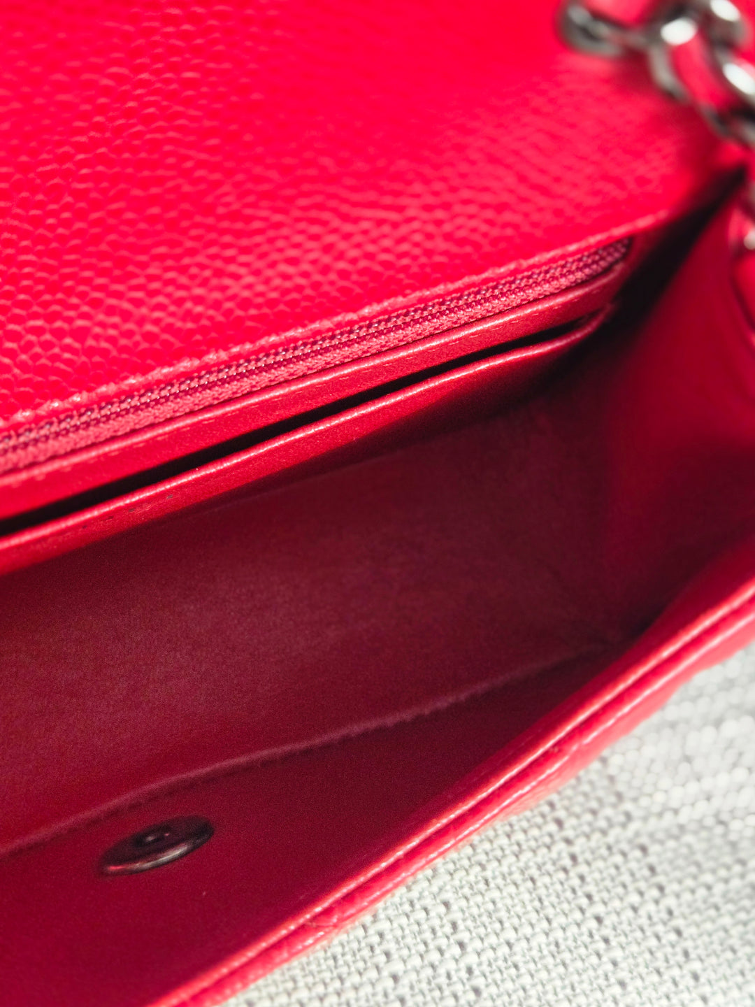 CHANEL series 21 15B collection Red lipstick caviar Ruthenium Hardware Mini Rectangular Flap Bag 2015 15B collection
