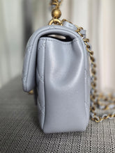 Load image into Gallery viewer, CHANEL Pearl Twist Pearly Silver Light Blue Lambskin Mini Flap Bag

