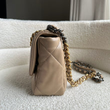 Load image into Gallery viewer, CHANEL 19 size Small in 21S collection 2021 Dark Beige Cappuccino Latte Lambskin Mixed HW Flap Bag
