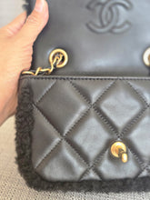 Load image into Gallery viewer, Chanel 24K 2024 Collection Black Teddy Shearling Black Lambskin Mini Rectangular Flap Bag
