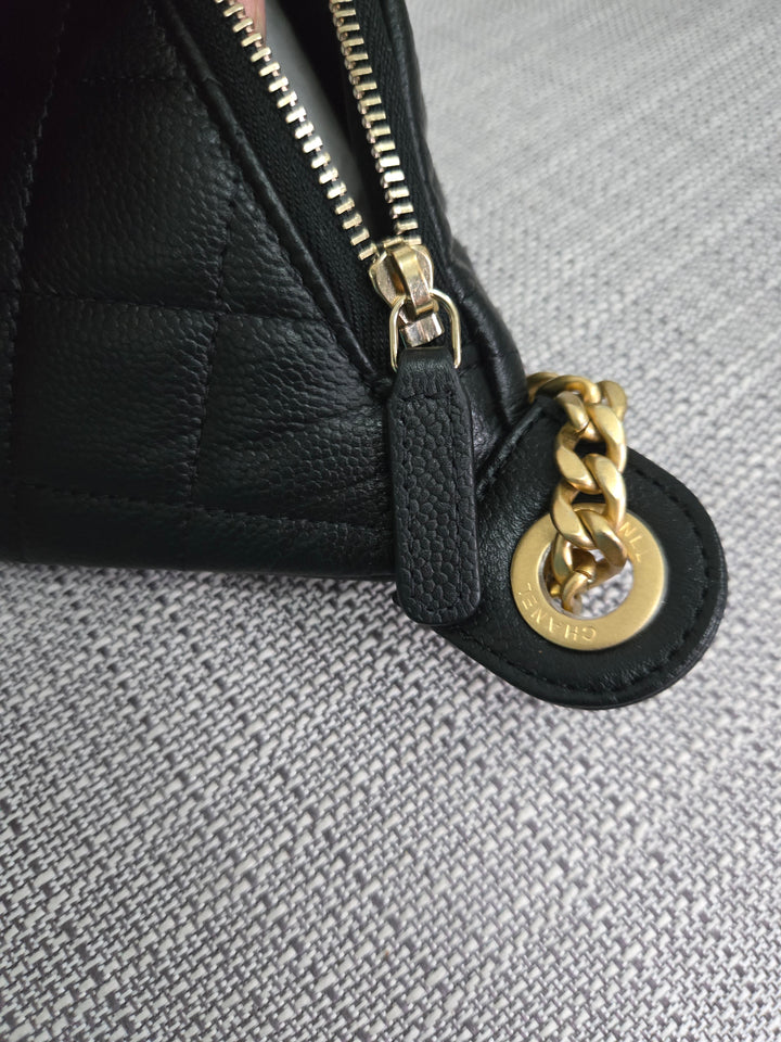 Chanel 24B 2024 Fall/Winter Black Caviar GHW Sweetheart Adjustable chain Waist Bag/Fanny Bag/Bum Bag