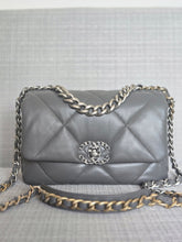 Load image into Gallery viewer, Chanel 19 size Small From 2022 in Dark grey Lambskin Mixed GHW with Silver colourway Flap Bag with Top Handle
