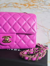 Load image into Gallery viewer, Chanel 21C 2021 Cruise Collection Purple Lambskin Champagne GHW Mini rectangular flap bag

