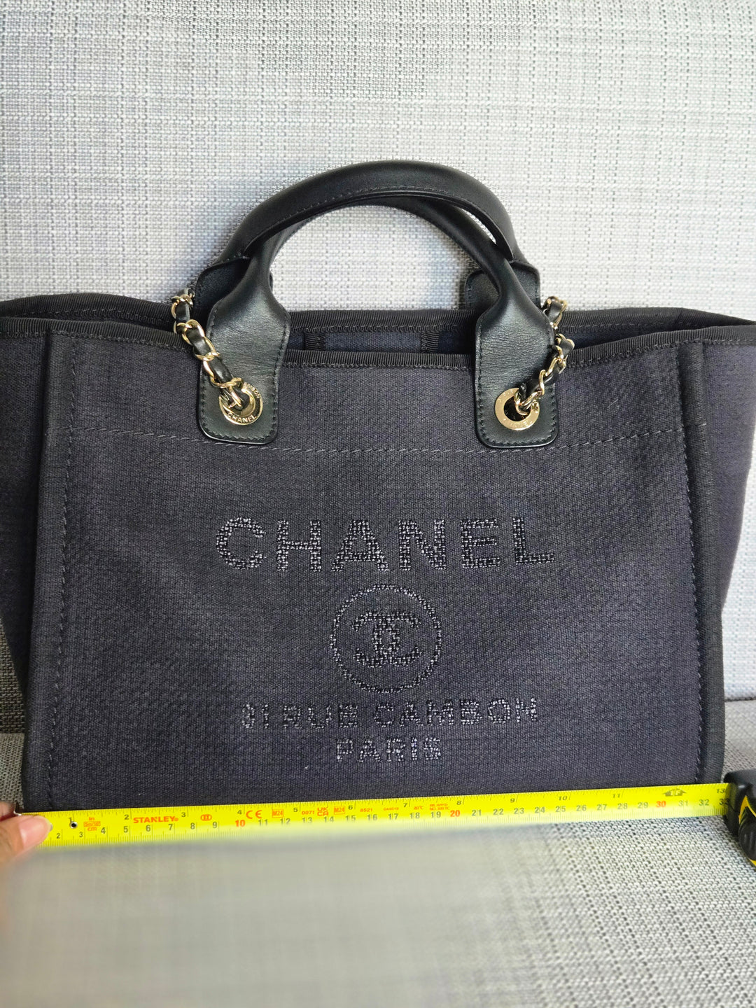Chanel 22B Collection 2022 Black Tweed Small Deauville Tote with Top Handle with LGHW