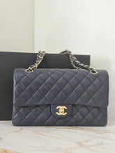 Load image into Gallery viewer, Chanel series 29 20C Collection Navy Caviar Medium ML Classic Double Flap Bag 11.12 with Champagne GHW

