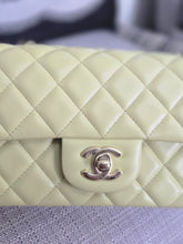 Load image into Gallery viewer, Chanel Pastel Lime Green/Yellow Lambskin Champagne GHW Mini Rectangular Flap Bag 2023 23C Cruise Collection
