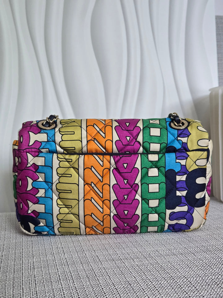 CHANEL 21K Collection 2021 Multicolor Rainbow Quilted Satin Medium Flap Bag LGHW