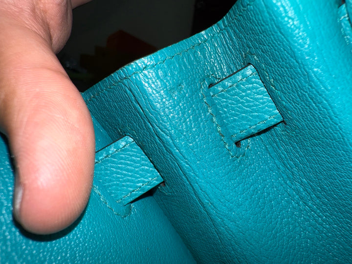Hermes Kelly 28 in Bleu Paon Epsom Sellier Leather GHW Stamp D 2019