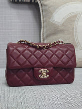 Load image into Gallery viewer, Chanel 23S 2023 Spring/Summer Collection Burgundy Lambskin Classic Mini Rectangular Flap Bag with Champagne GHW
