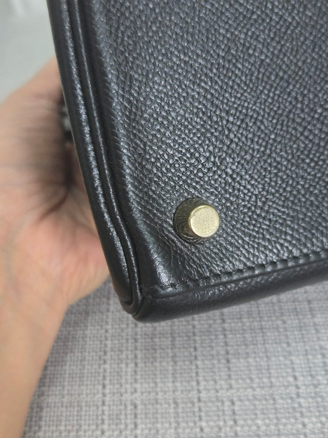 Hermes Noir/Black Epsom Leather GHW Kelly 28 stamp N 2010