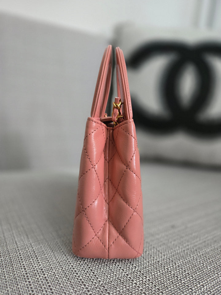 Chanel 23K Pink Lambskin GHW Nano Kelly Shopping Bag size Small (19 cms AS4416)