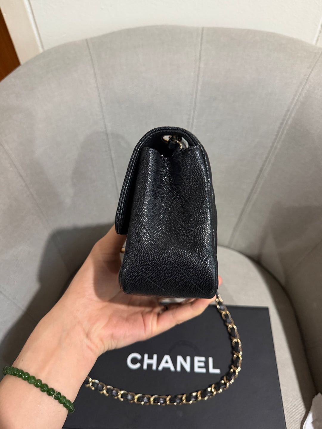 CHANEL series 23 17C Black Caviar LGHW Square mini flap bag with edge stitchings RARE combo 2016/2017
