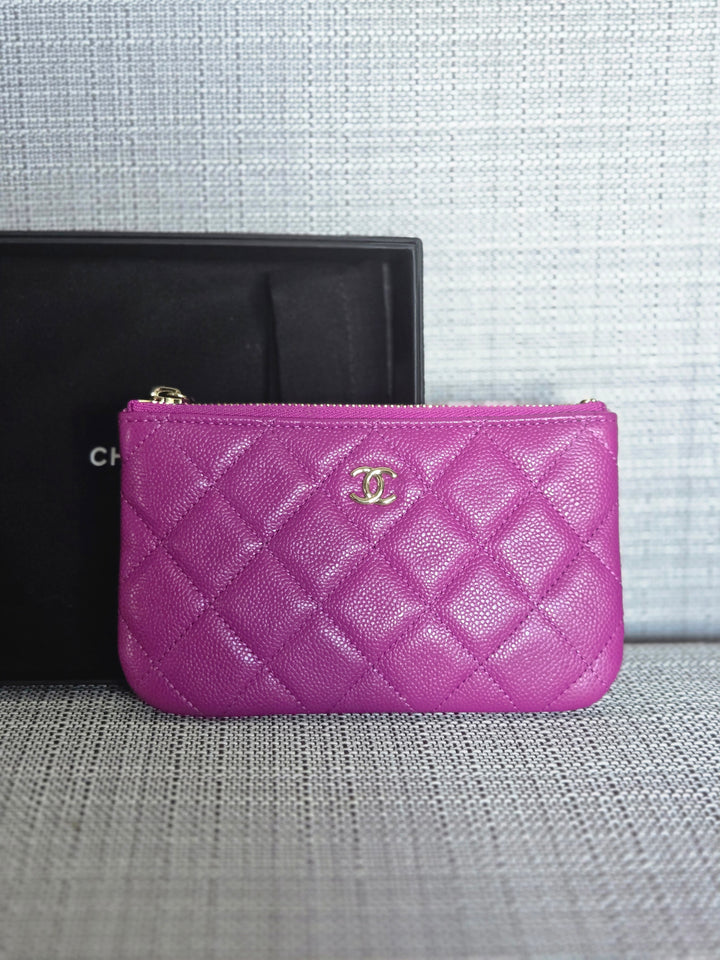 Chanel 2023 23C collection Purple Caviar LGHW Mini O Case/Pouch