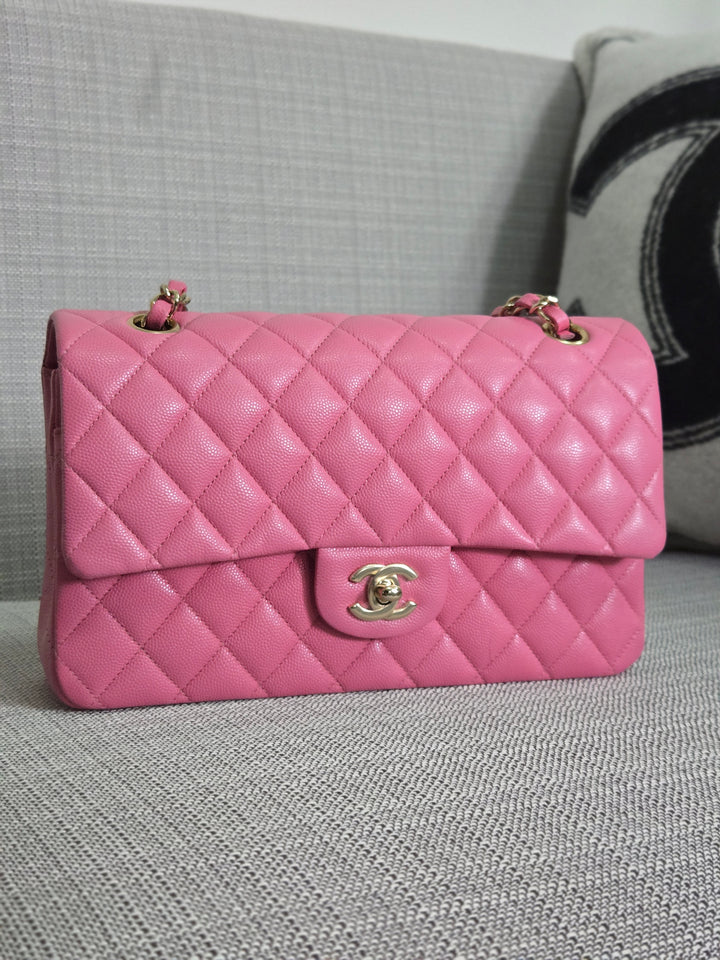 Chanel 21P 2021 Pre spring/summer collection Pink Caviar Champagne GHW 11.12 Timeless Classic Medium ML Double Flap Bag