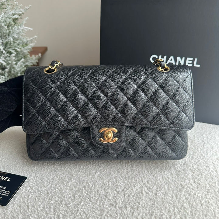CHANEL series 25 Black Caviar GHW Medium ML Timeless Classic Double Flap Bag 2018