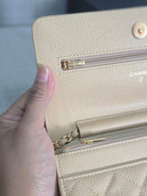 Load image into Gallery viewer, Chanel Beige Clair Caviar GHW Classic Wallet on Chain (WOC)
