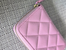 Load image into Gallery viewer, Chanel 23P collection 2023 Mauve undertone Pink Caviar Big Logo LGHW Zippy Coin Purse 2023 with mint green lining
