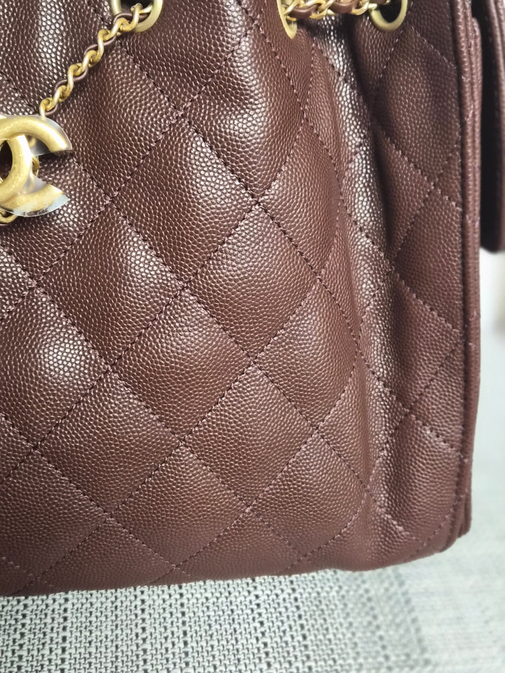 CHANEL 25K Collection Brown Caviar Aged GHW 25 Hobo Bag size SMALL