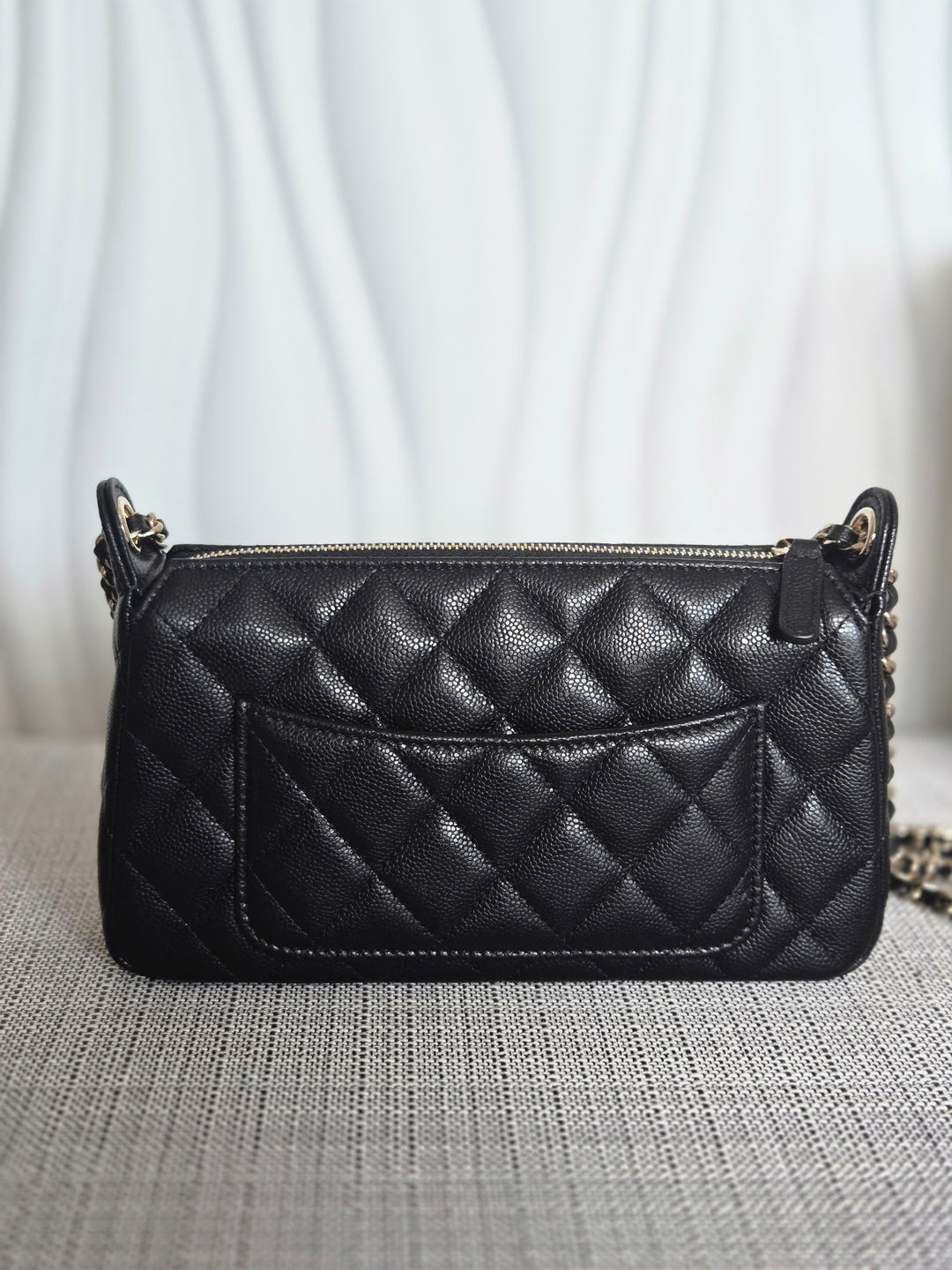 CHANEL new style Clutch/Wallet on Chain WOC in Black caviar LGHW and Burgundy lining 2025