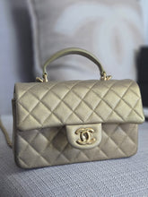 Load image into Gallery viewer, Chanel series 31 21S Gold Caviar GHW Mini Rectangular Top Handle Flap Bag
