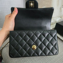 Load image into Gallery viewer, Chanel Black Lambskin Top Handle Mini Rectangular Flap Bag with Champagne GHW
