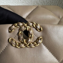 Load image into Gallery viewer, CHANEL 19 size Small in 21S collection 2021 Dark Beige Cappuccino Latte Lambskin Mixed HW Flap Bag
