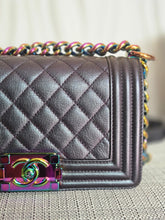 Load image into Gallery viewer, CHANEL series 21 16C Collection Iridescent Purple Calf skin Mermaid rainbow hardware SMALL Le Boy Flap Bag
