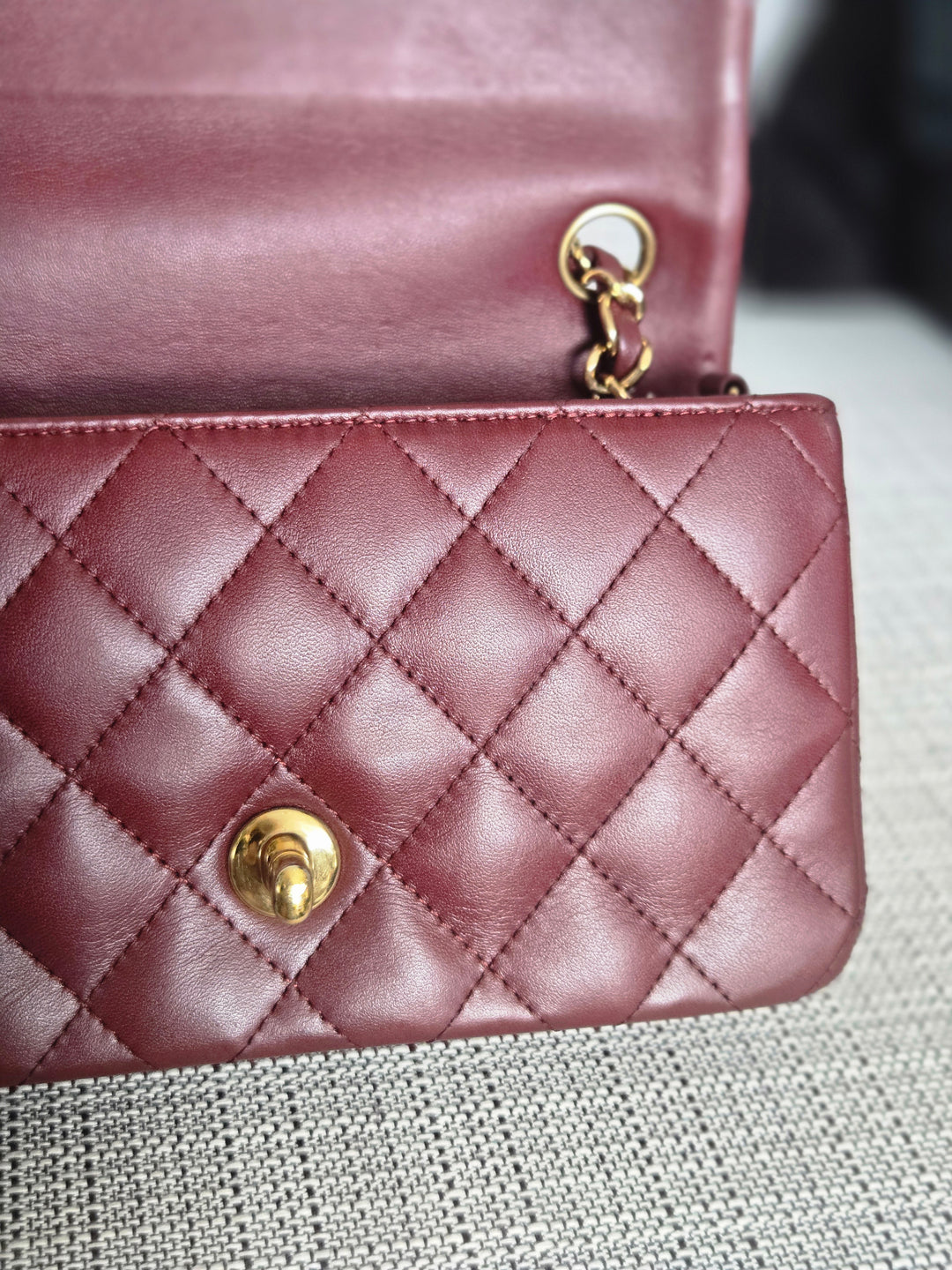 Chanel series 21 2015 15B Collection Burgundy Lambskin GHW Mini Rectangular Flap Bag