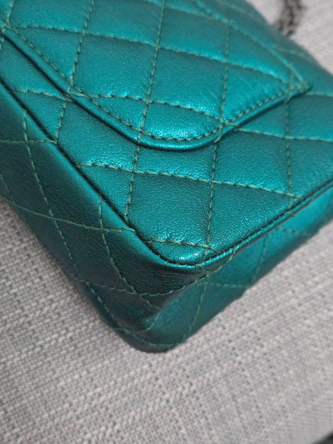 Chanel Series 28 Emerald Green Turquoise Calf skin 2.55 Reissue Mini Flap Bag with Ruthenium Hardwars