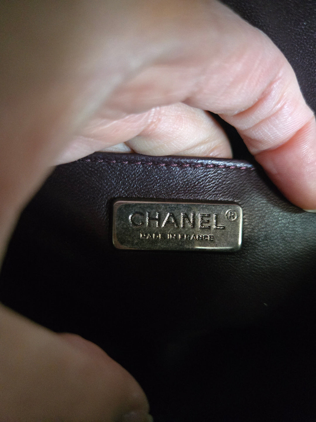 Chanel series 21 2015 Burgundy Lambskin Stingray Le Boy Flap Bag with RHW size Small