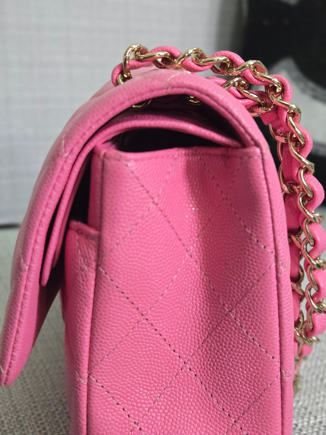 Chanel 21P 2021 Pre spring/summer collection Pink Caviar Champagne GHW 11.12 Timeless Classic Medium ML Double Flap Bag