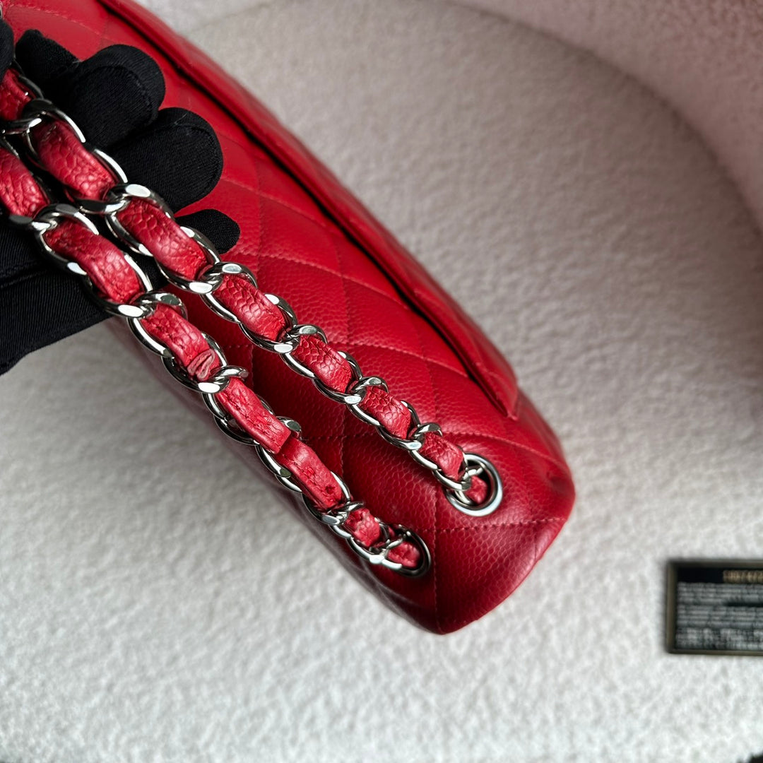 CHANEL series 19 14C Red Caviar SHW Jumbo Timeless Classic Double Flap Bag 2014