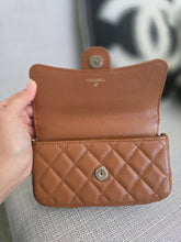 Load image into Gallery viewer, Chanel 2023 Caramel Brown Caviar Champagne GHW New Style Wallet on chain (WOC)
