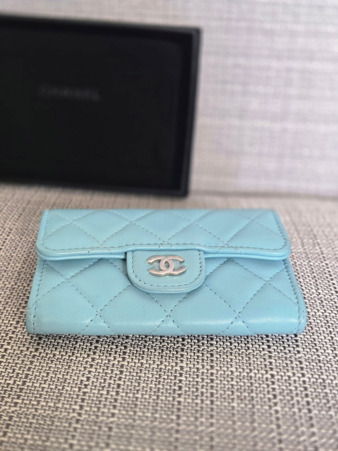 Chanel series 31 21S collection Bright Blue Lambskin SHW Flap Card Holder