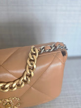 Load image into Gallery viewer, Chanel 19 in 22A/K collection Caramel Brown Lambskin with mixed HW Flap Bag size Small 26 cms
