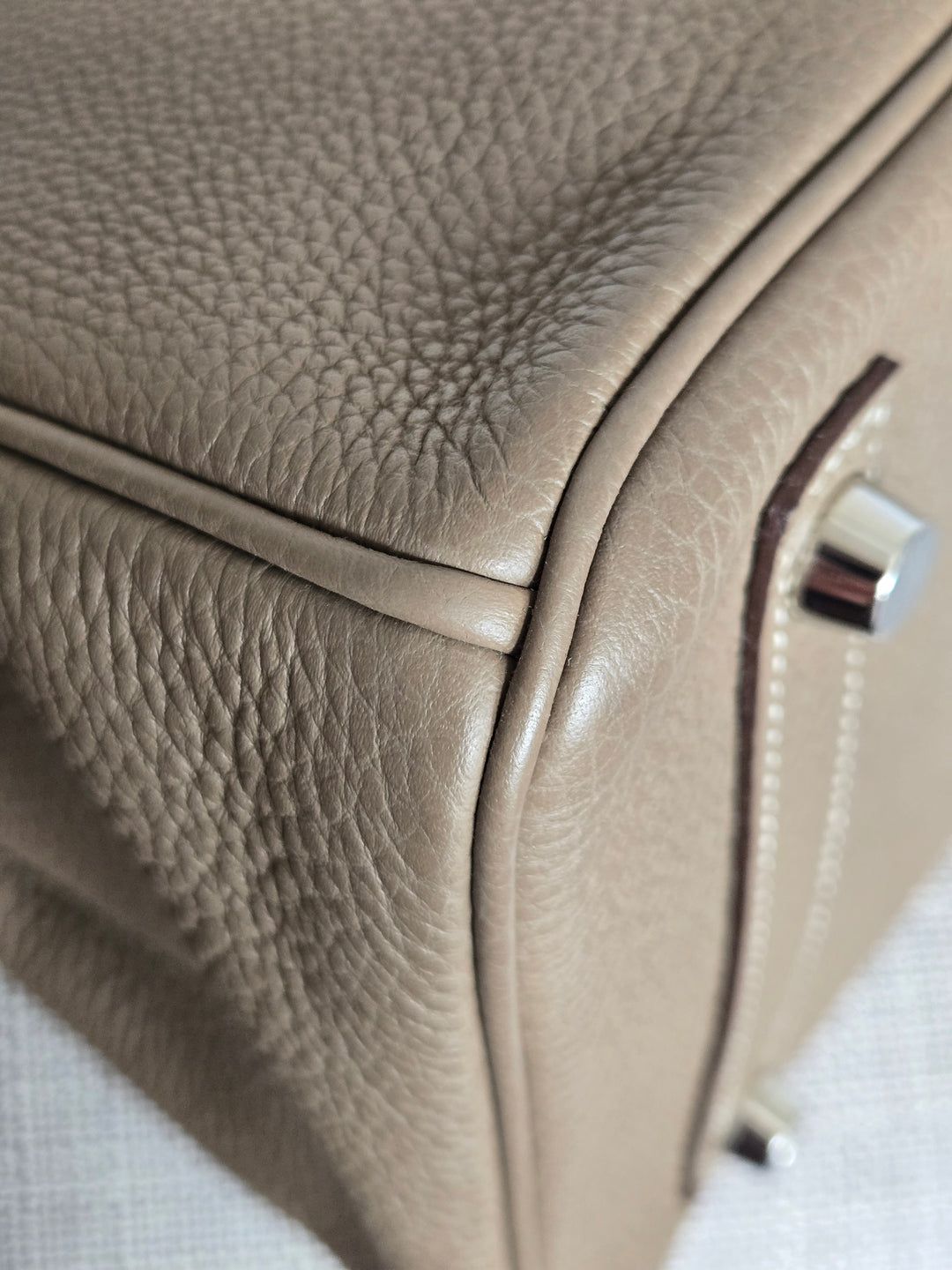 Hermes Etoupe Taupe Togo Leather PHW Birkin 30 Stamp C 2018