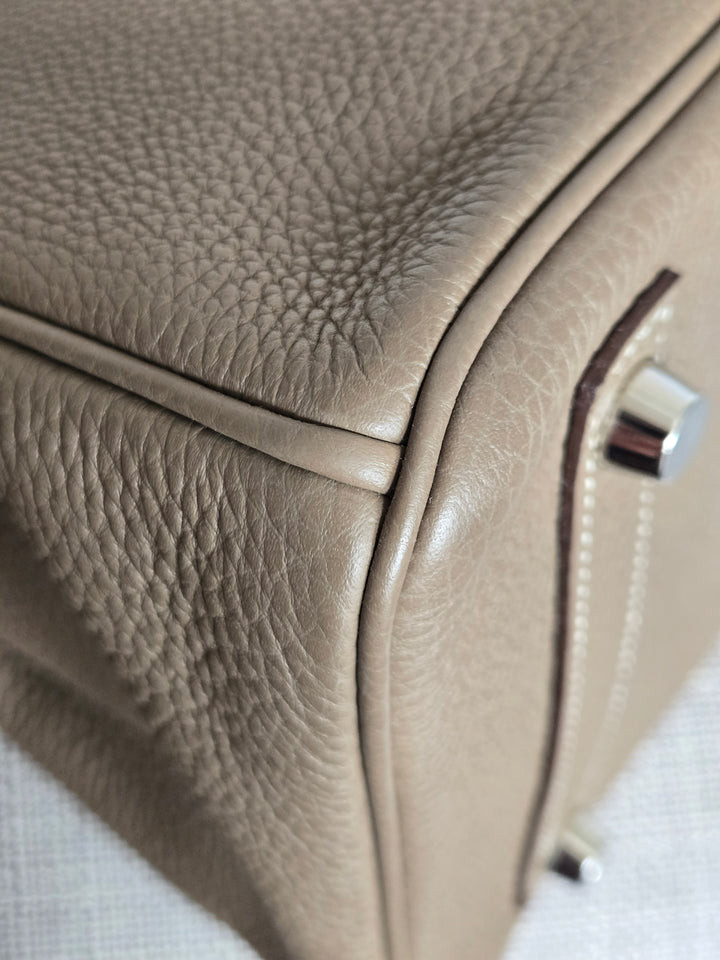 Hermes Etoupe Taupe Togo Leather PHW Birkin 30 Stamp C 2018