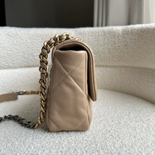 Load image into Gallery viewer, CHANEL 19 size Small in 21S collection 2021 Dark Beige Cappuccino Latte Lambskin Mixed HW Flap Bag
