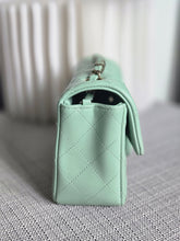 Load image into Gallery viewer, Chanel 24S 2024 Pastel Green Lambskin Champagne GHW Classic Mini Rectangular Flap Bag
